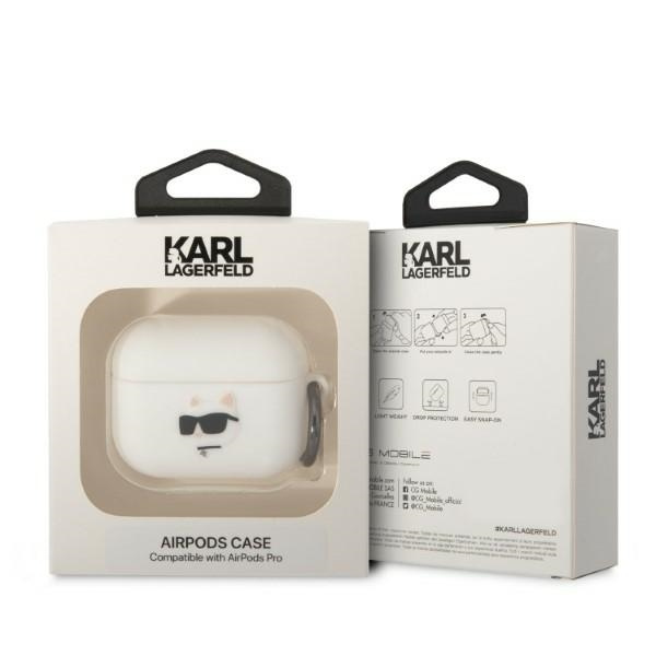 Karl Lagerfeld KLAPRUNCHH Apple AirPods Pro cover white Silicone Choupette Head 3D