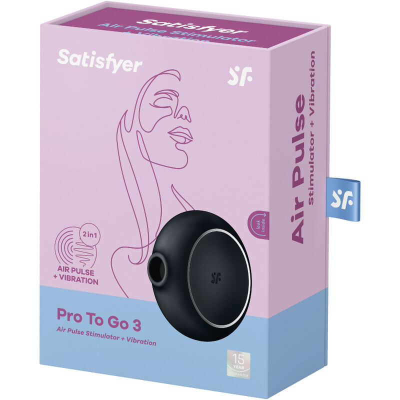 SATISFYER  PRO TO GO 3 DOUBLE AIR PULSE STIMULATOR & VIBRATOR - BLACK