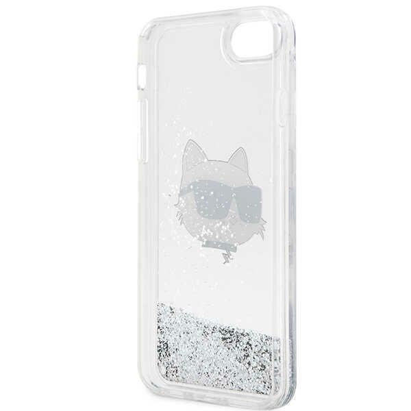 Karl Lagerfeld KLHCI8LNCHCS Apple iPhone SE 2022/SE 2020/8/7 silver hardcase Glitter Choupette Head