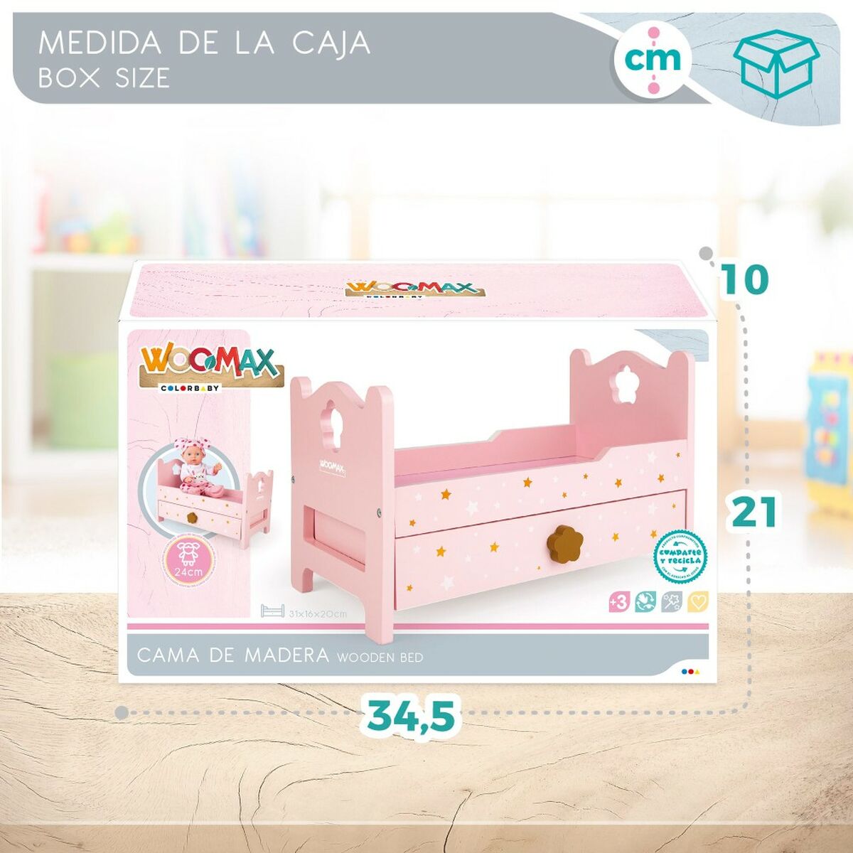 Bett Woomax Rosa 31 x 20 x 16 cm 4 Stück