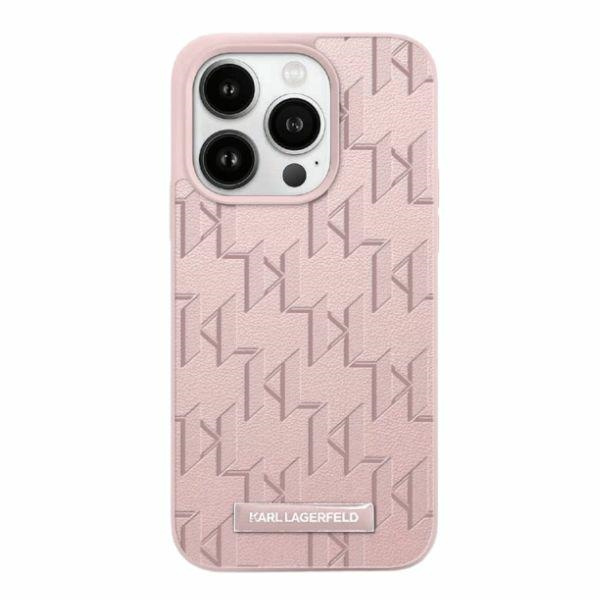 Karl Lagerfeld KLHMP15XPKHPORPP Apple iPhone 15 Pro Max hardcase Leather Monogram Metal Logo pink