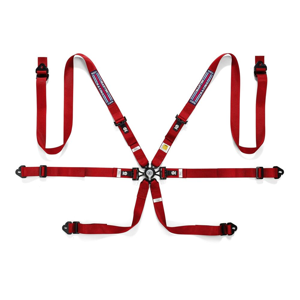 Harness with 6 fastening points Sparco Martini Racing Red 2"