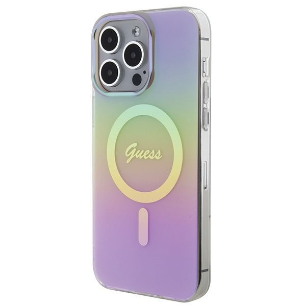 Guess GUHMP15LHITSP Apple iPhone 15 Pro hardcase IML Iridescent MagSafe pink