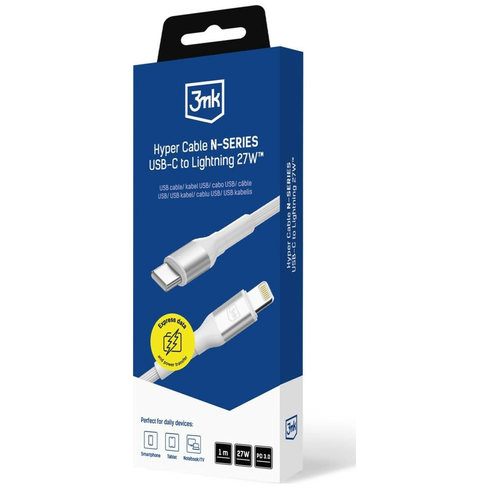 Kabel 3MK Hyper Cable N-SERIES USB-C do Lightning 1m 9V/3A 27W biały