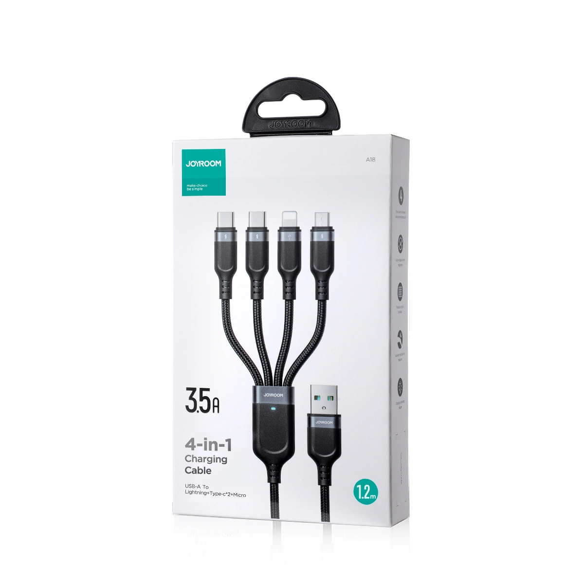 Joyroom Multi-Use Series S-A18 cable USB-A / 2xUSB-C, Lightning, microUSB 1.2m black