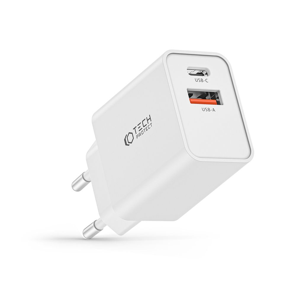Tech-protect NC30W 2-port Network Charger PD 30W QC 3.0 White