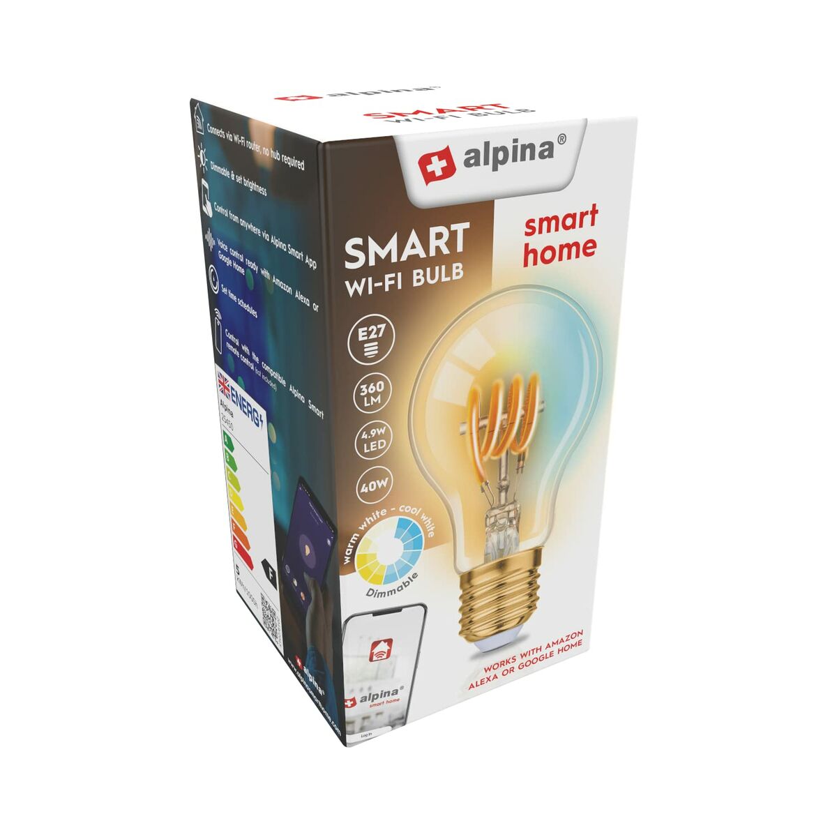 Smart Glühbirne Alpina RGB 4,9 W 1800-6500 K E27 Wi-Fi 360 Lm