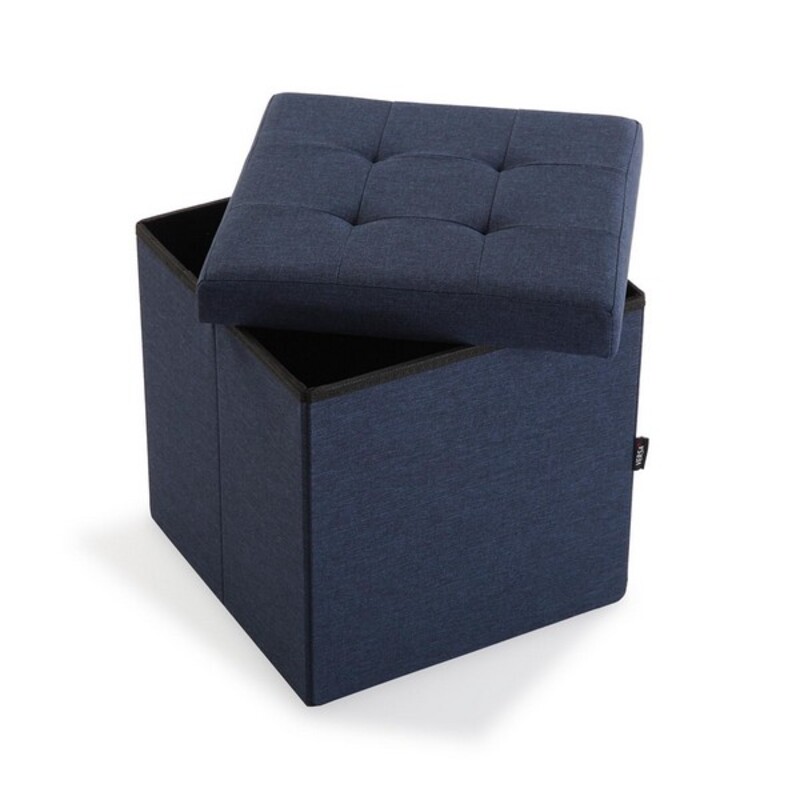 Detachable Pouffe linen MDF Wood (38 x 37,5 x 38 cm)