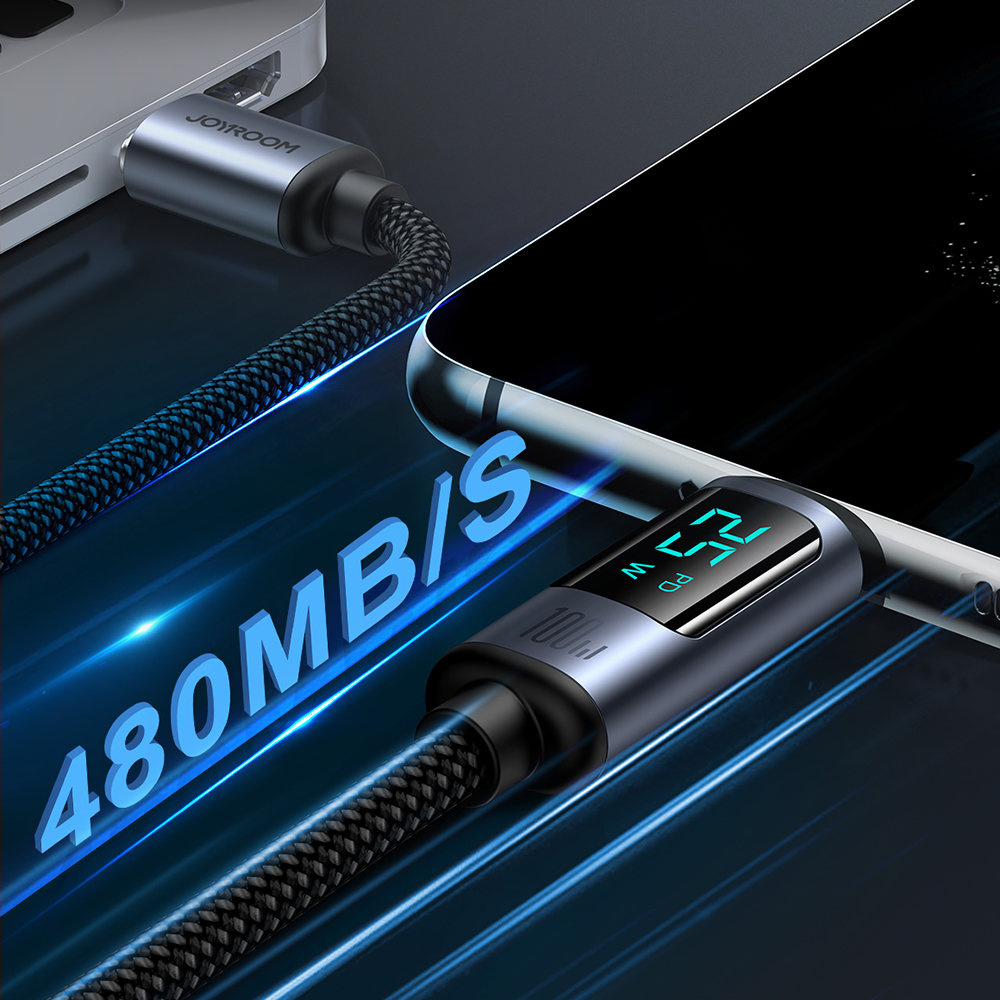 Joyroom S-CC100A16 USB-C/USB-C Cable 100W 1.2m LED display black