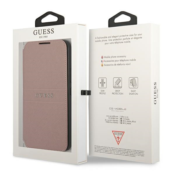 Guess GUBKS22MPSASBPI Samsung Galaxy S22+ Plus pink book Saffiano Stripes
