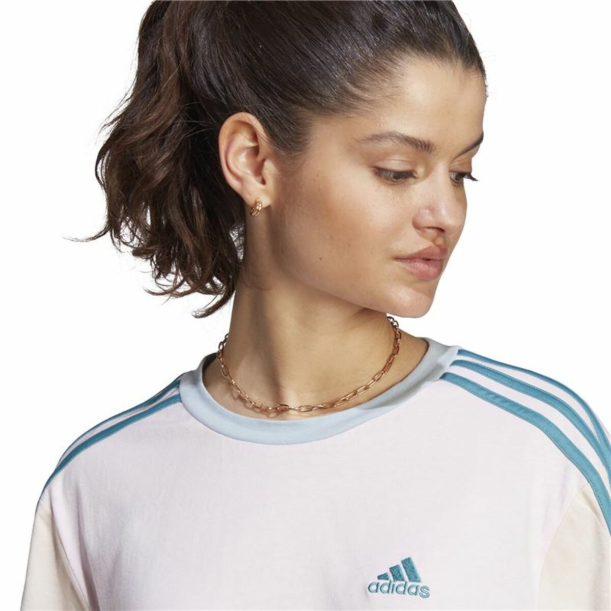 Women’s Short Sleeve T-Shirt Adidas 3S Cr White