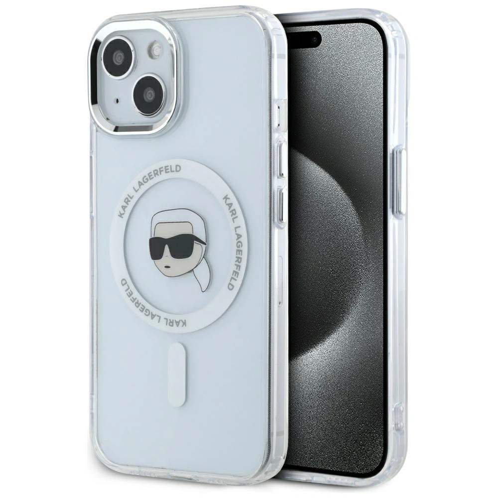 Karl Lagerfeld IML Metal Karl Head MagSafe Apple iPhone 15 white