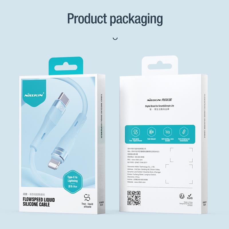 Nillkin Data Cable Flowspeed Silicon USB-C / Lightning PD 27W blue