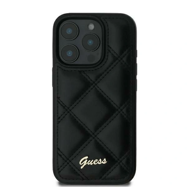 Guess GUHCP16SPSQSQSK Apple iPhone 16 hardcase Quiled Metal Logo black