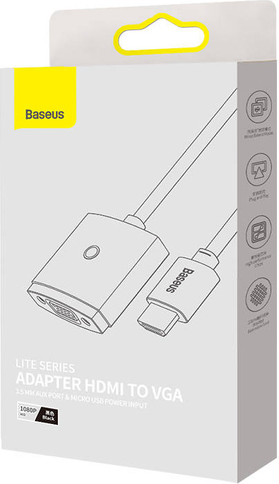 Baseus Lite Series HDMI to VGA Adapter with audio (black)