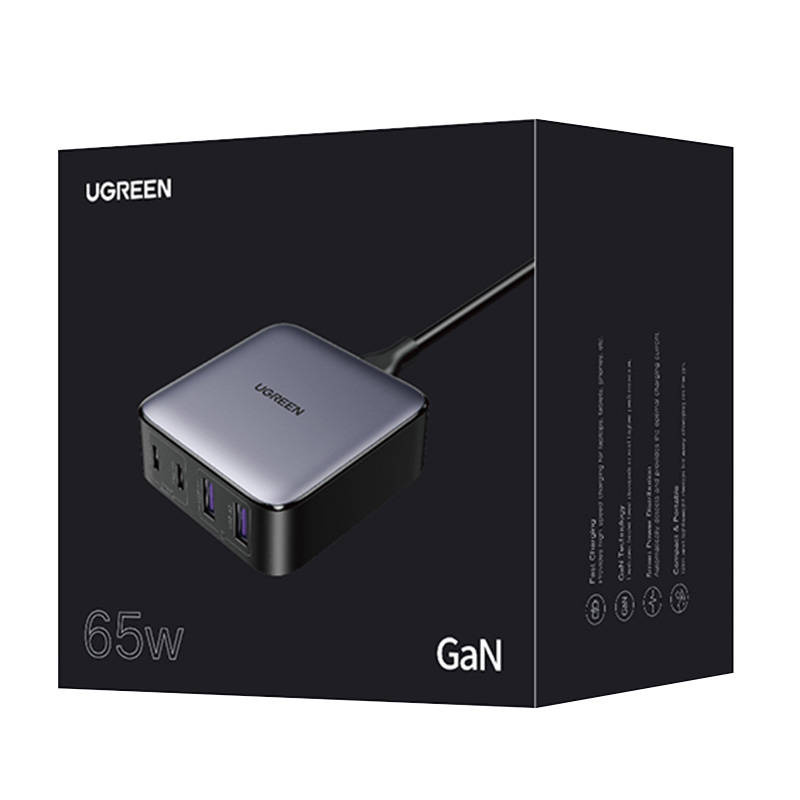 UGREEN CD327 Wall Charger Nexode, 2x USB-C, 2x USB-A, GaN, 65W (gray)