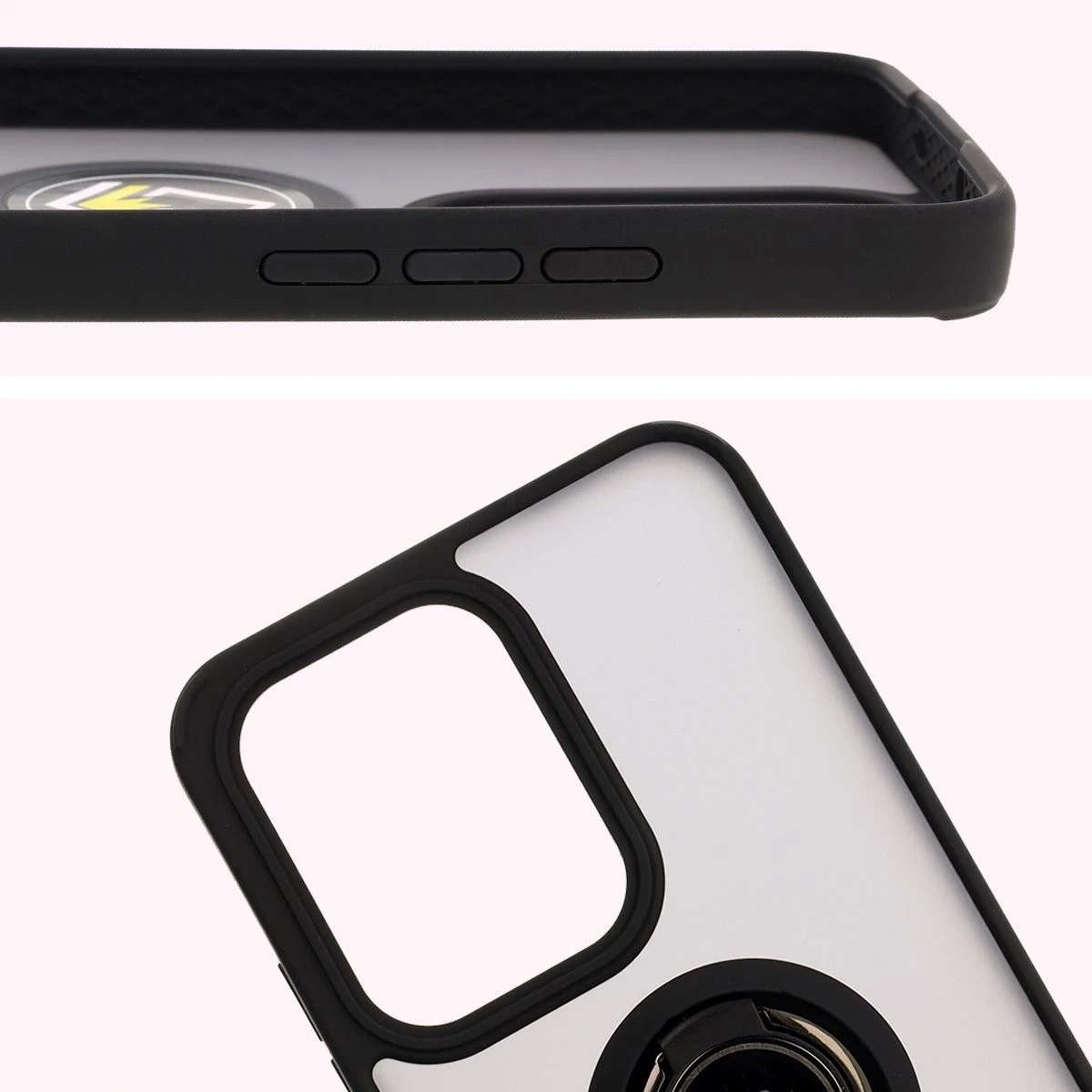 Bizon Case Hybrid Ring Oppo Reno13 Pro smoked with a black frame