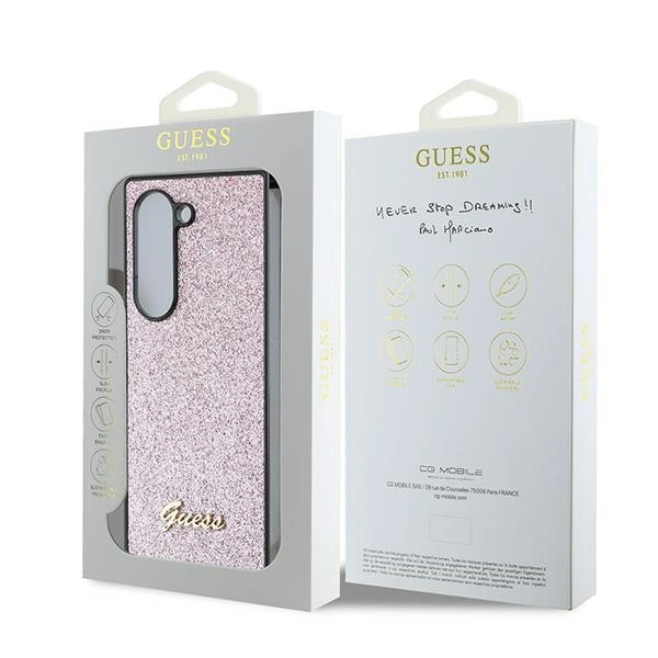 Case Guess GUHCZFD6HGGSHP Samsung Galaxy Z Fold6 hardcase 4G Glitter Script pink