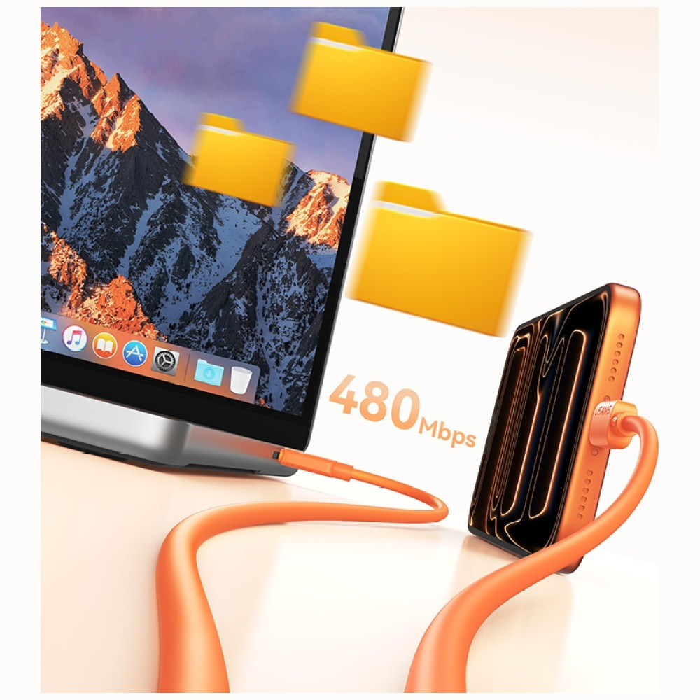 Kabel USAMS U98 60W 3A Silicone Fast Charging USB-C do USB-C pomarańczowy