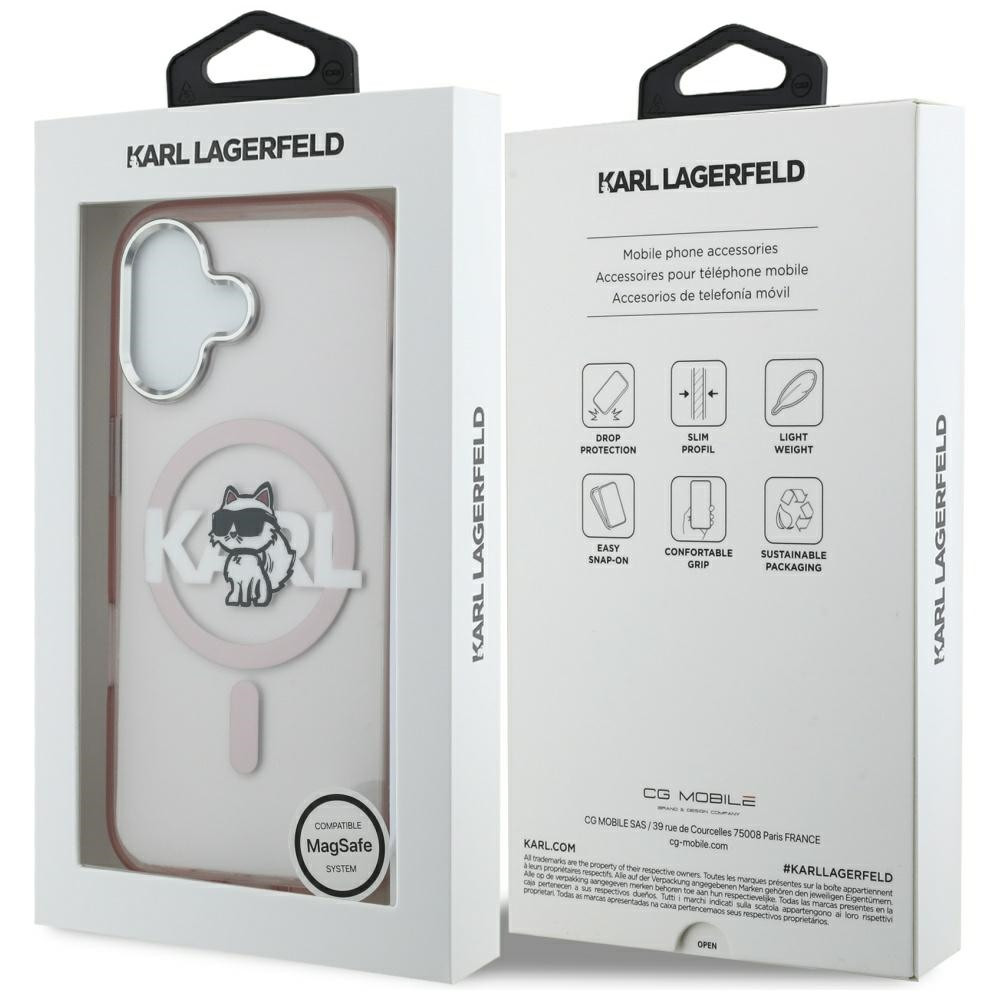 Etui Karl Lagerfeld IML Choupette Sketch Logo MagSafe do Apple iPhone 17 różowy