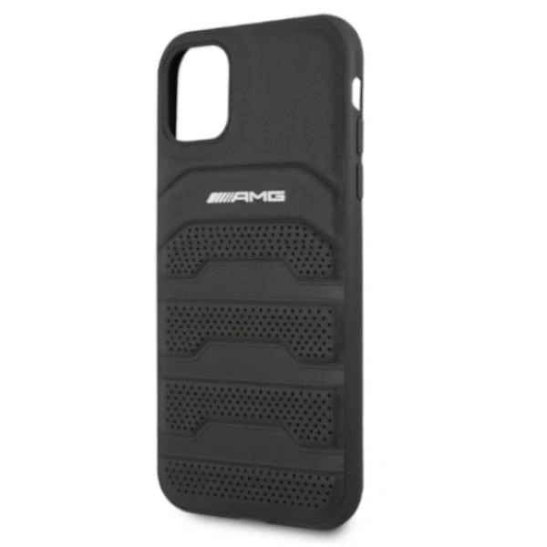 AMG AMHCN61GSEBK Apple iPhone 11 / XR hardcase Leather Debossed Lines black