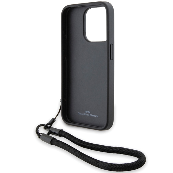 BMW BMHCP15L23RMRLK Apple iPhone 15 Pro hardcase Signature Leather Wordmark Cord black