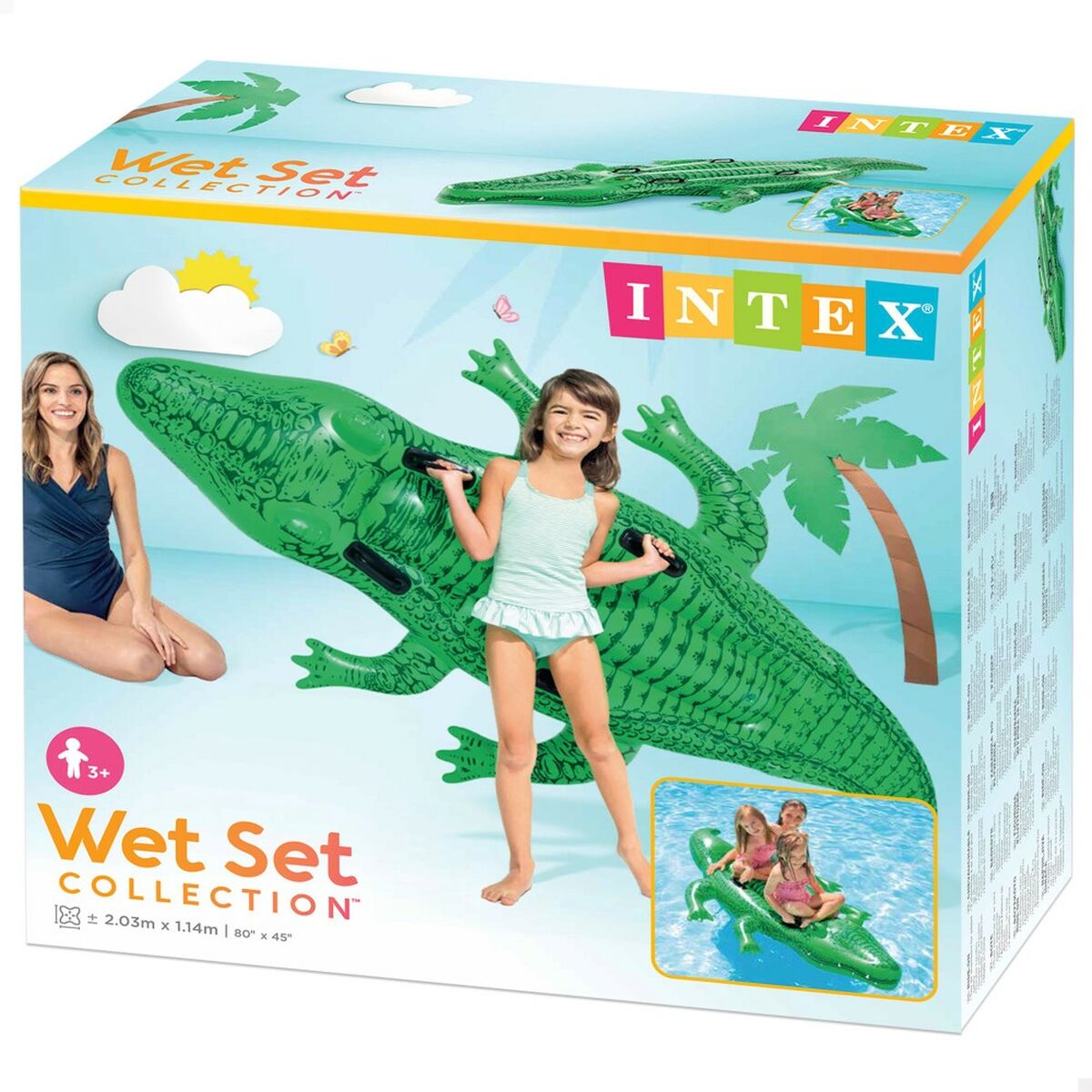 Inflatable Pool Float Intex Crocodile 203 x 30 x 114 cm (6 Units)