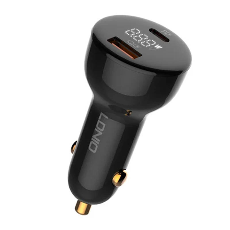 LDNIO C101 Car Charger, USB-A + USB-C, 100W + USB-C/USB-C Cable (black)