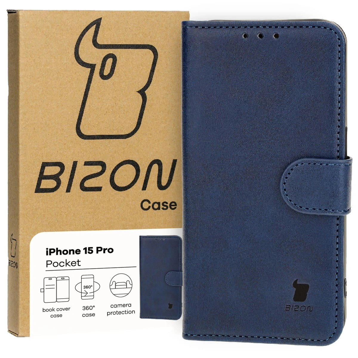 Bizon Case Pocket Apple iPhone 15 Pro navy blue