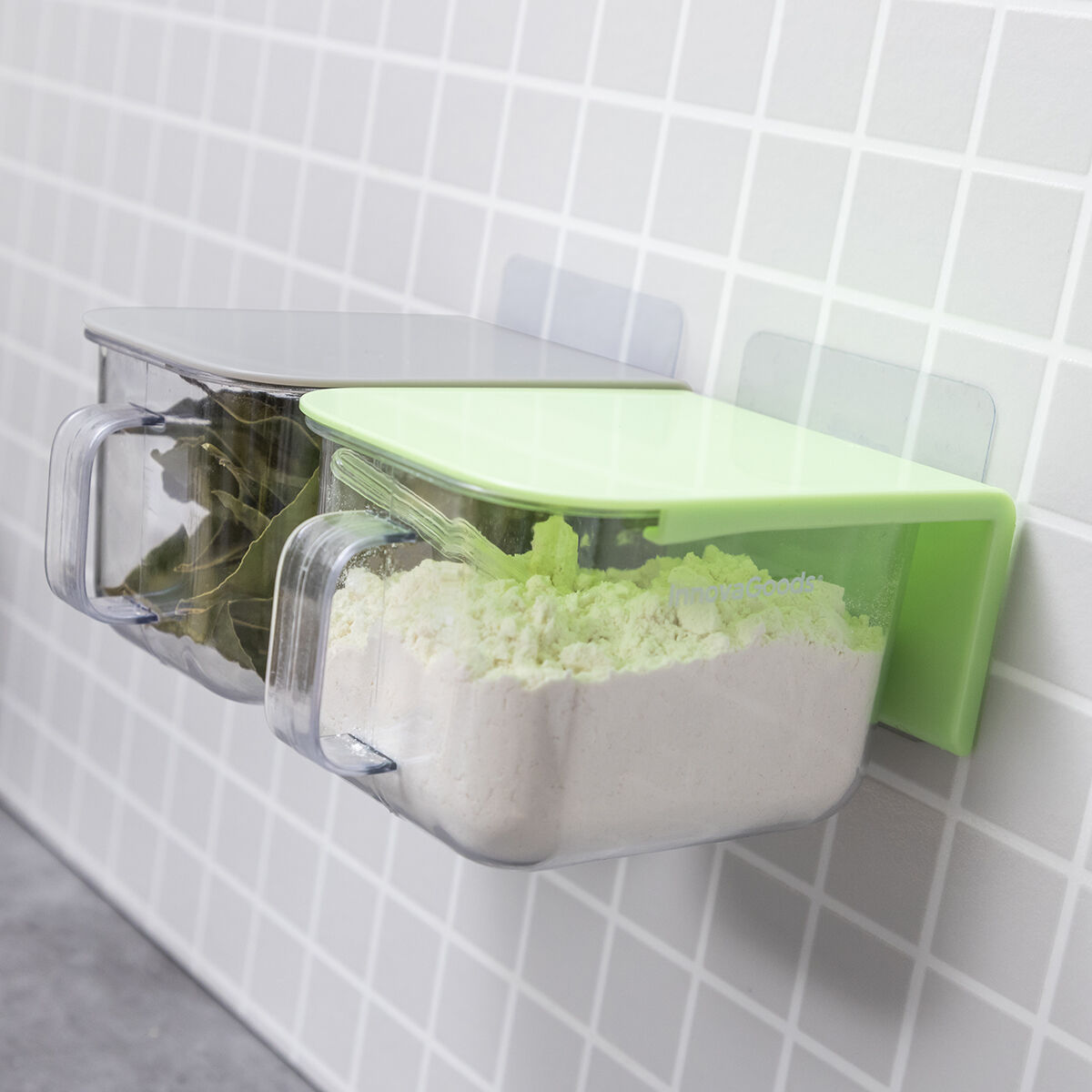 Removable Adhesive Kitchen Containers Handstore InnovaGoods Pack of 2 units Removable Adhesive Kitchen Containers Handstore InnovaGoods Pack of 2 units