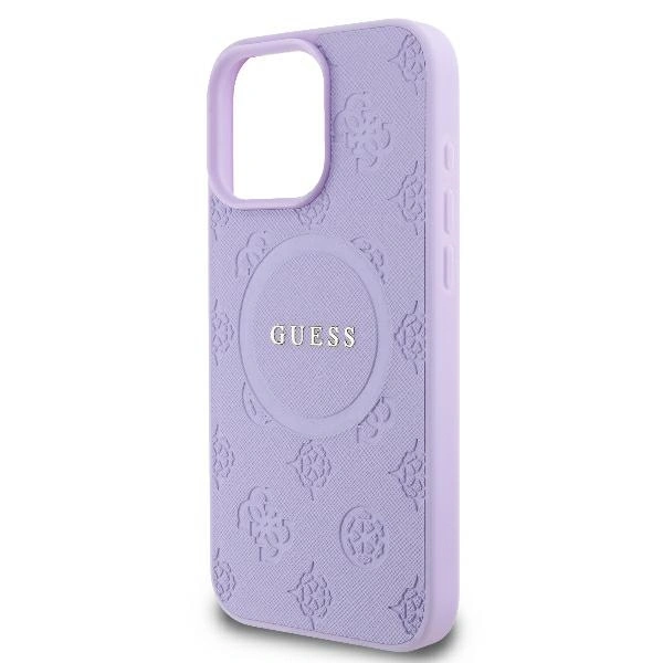Case Guess GUHMP16XPSAPSMEU Apple iPhone 16 Pro Max hardcase Saffiano Peony Classic Logo MagSafe purple