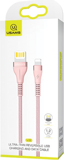USAMS Nylon Cable U33 Lightning 1,2m 2A Fast Charging pink SJ360USB03 (US-SJ360)