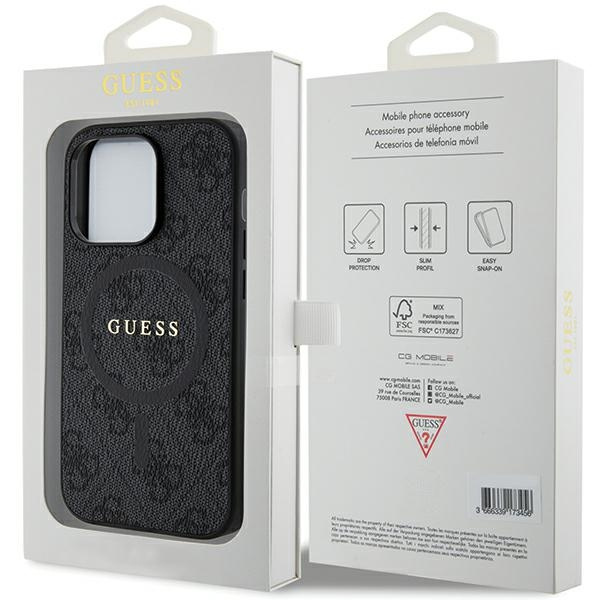 Guess GUHMP14XG4GFRK Apple iPhone 14 Pro Max hardcase 4G Collection Leather Metal Logo MagSafe black