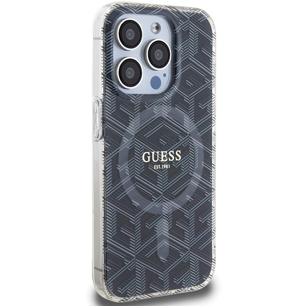Guess GUHMP15XHGCUSTGK Apple iPhone 15 Pro Max hardcase IML GCube MagSafe black