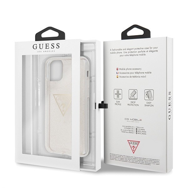 Guess GUHCN58SGTLGO iPhone 11 Pro gold hard case Glitter Triangle