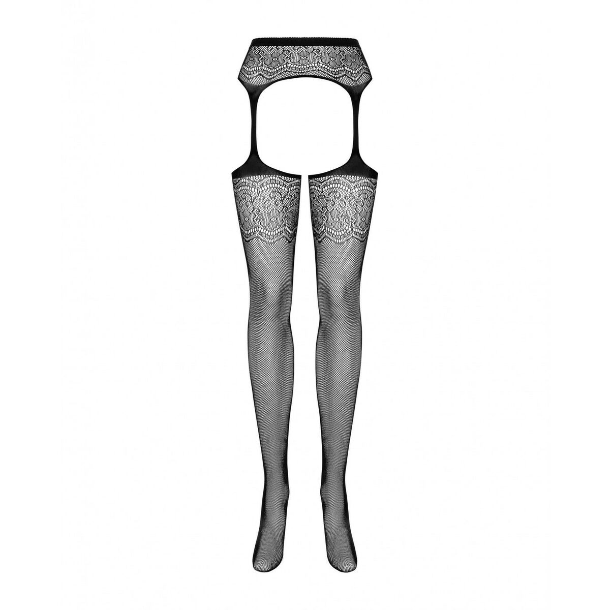 Stockings with Garter Obsessive S207 XL/XXL Black