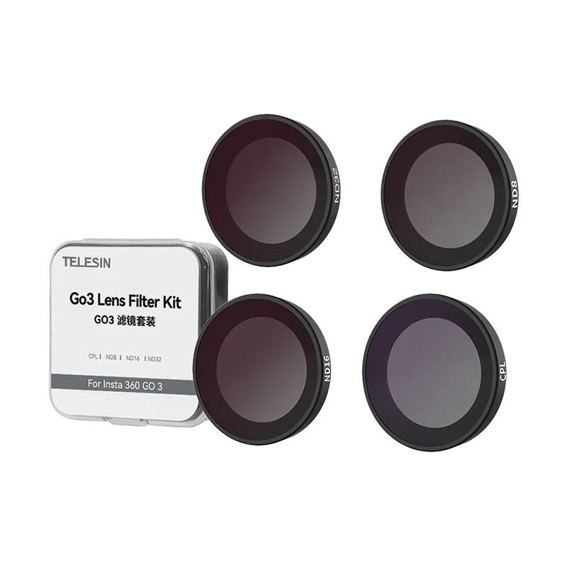 Set of 4 TELESIN CPL / ND8 / ND16 / ND32 filters for Insta360 GO3 camera