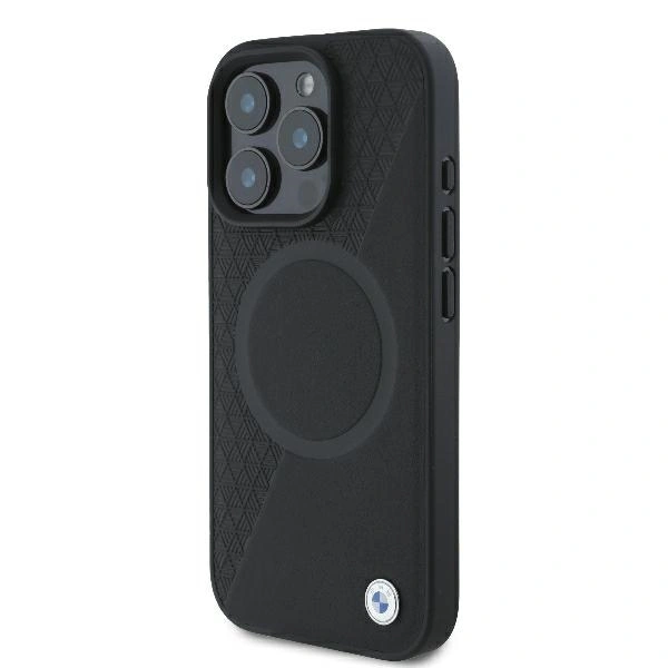 Case BMW BMHMP16L23RTPK Apple iPhone 16 Pro hardcase Sign Leather Half Textured And Circle MagSafe black