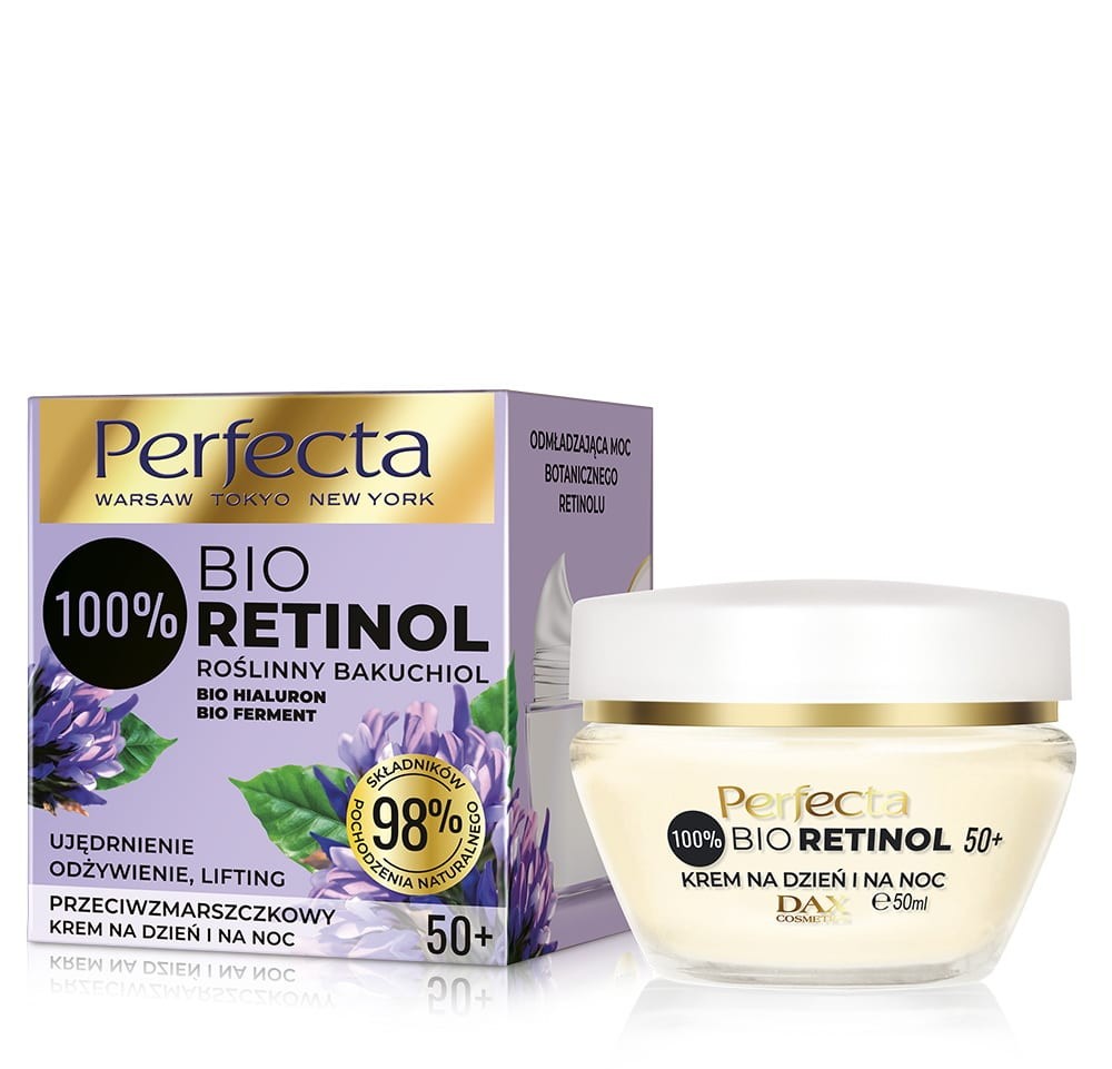 Perfecta 100% Bio Retinol 50+ Przeciwzmarszczkowy Krem na dzień i noc -ujędrnienie,odżywienie i lifting 50ml