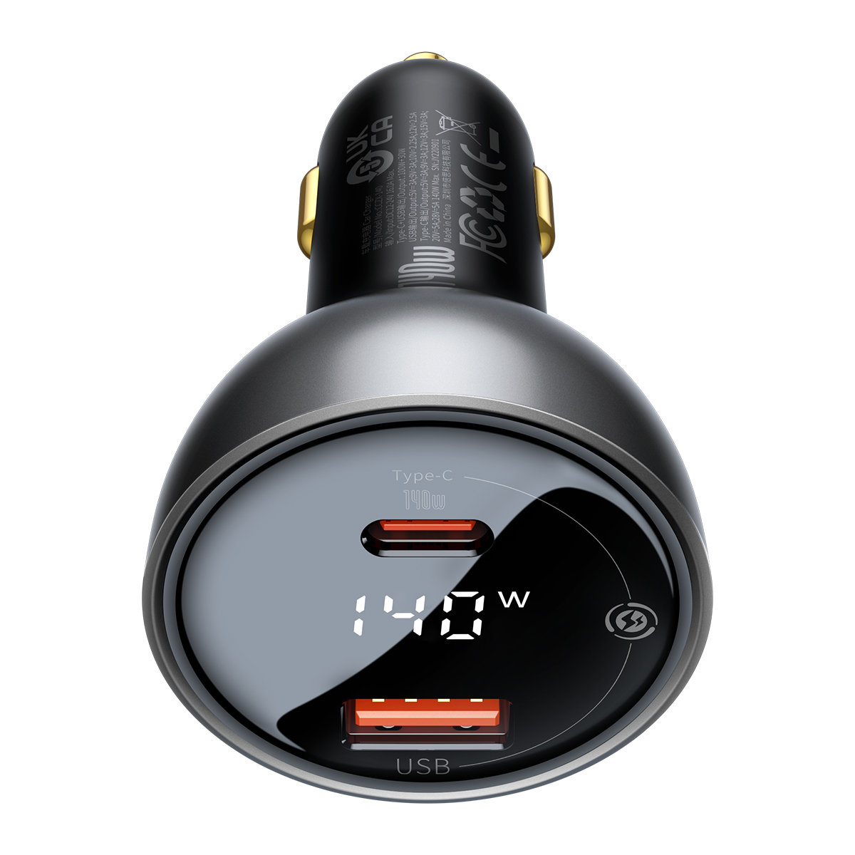 Baseus Digital Display Car Charger USB-A/USB-C PD 3.1 140W + USB-C 5A 240W cable 1m black