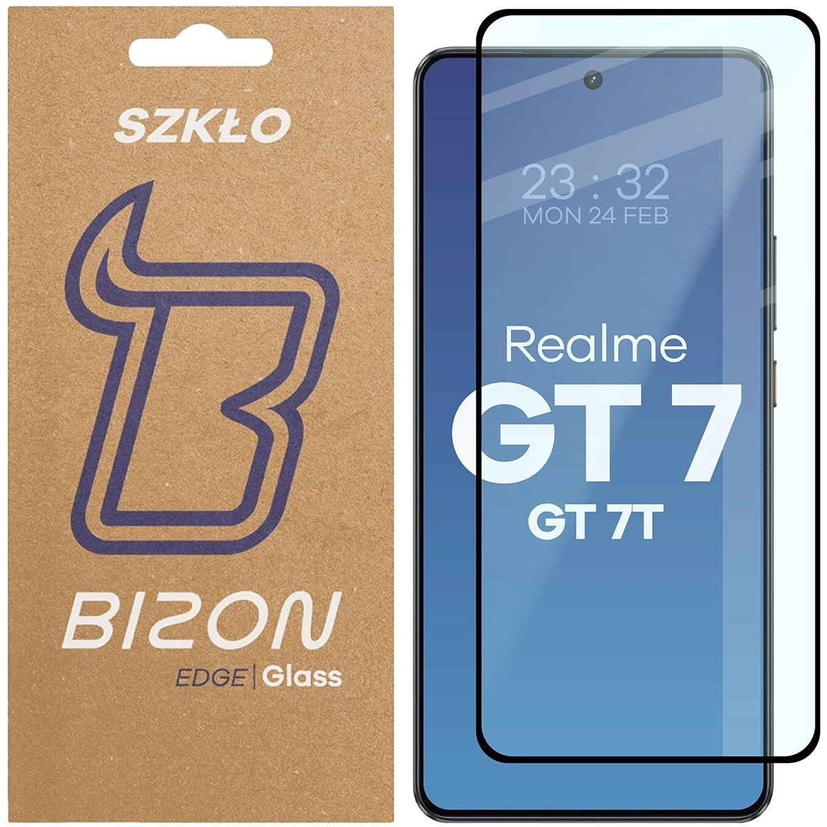 Szkło hartowane Bizon Glass Edge 2 do Realme GT 7 / Realme GT 7T czarna ramka