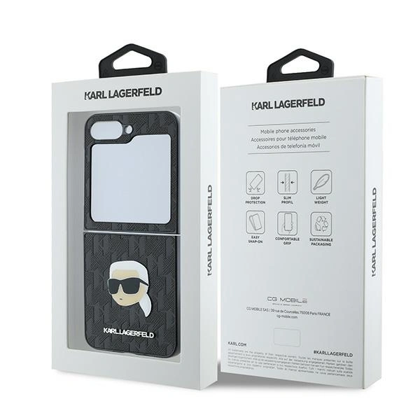 Case Karl Lagerfeld KLHCZF6PGKSKIHK Samsung Galaxy Z Flip6 Saffiano Monogram black/black