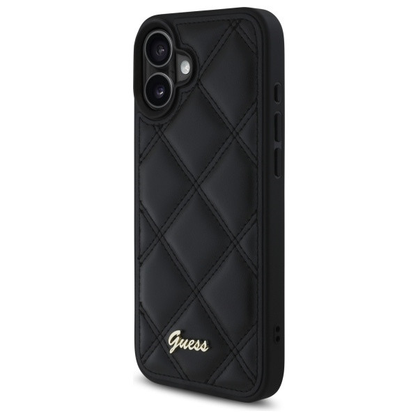 Etui Guess do Apple iPhone 16 Plus hardcase Quilted Metal Logo czarny