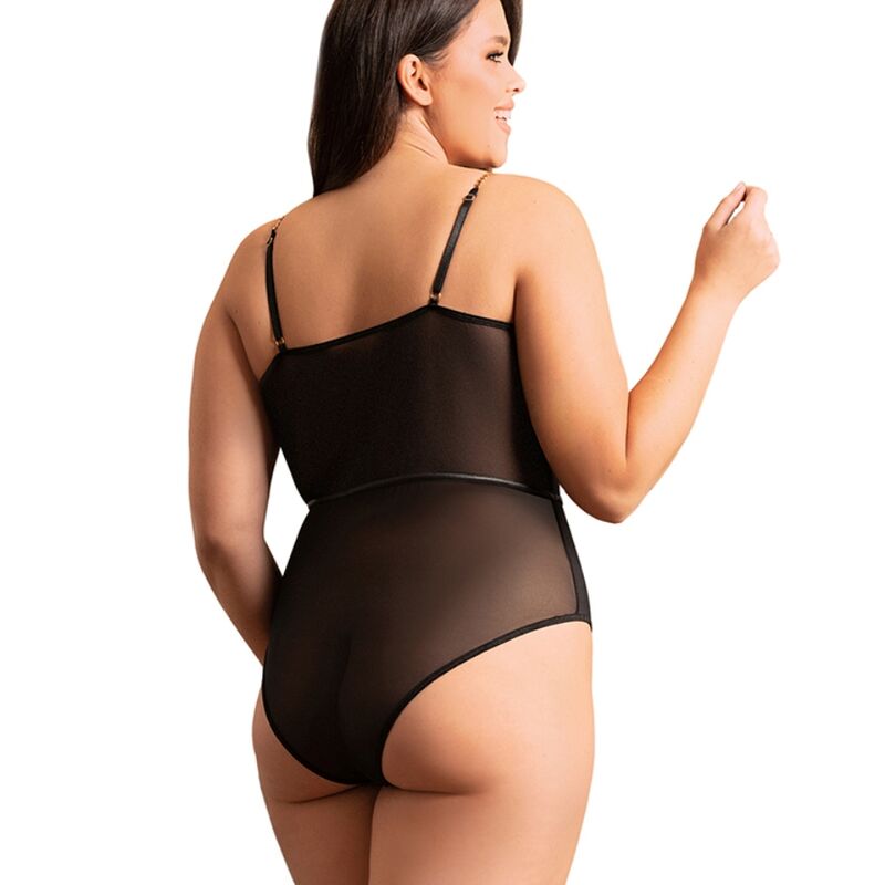 SUBBLIME - BLACK CHAIN SUSPENDERS BODYSUIT L/XL
