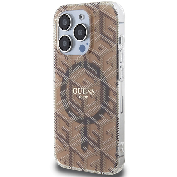 Guess GUHMP15XHGCUSTGW Apple iPhone 15 Pro Max hardcase IML GCube MagSafe brown