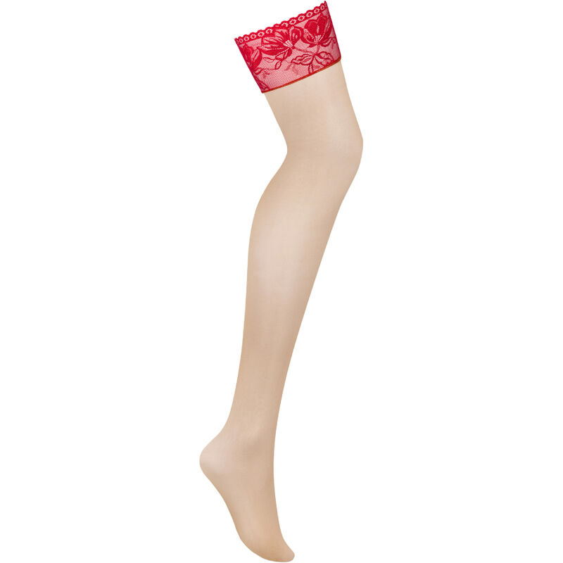 OBSESSIVE - LACELOVE STOCKINGS RED XL/XXL