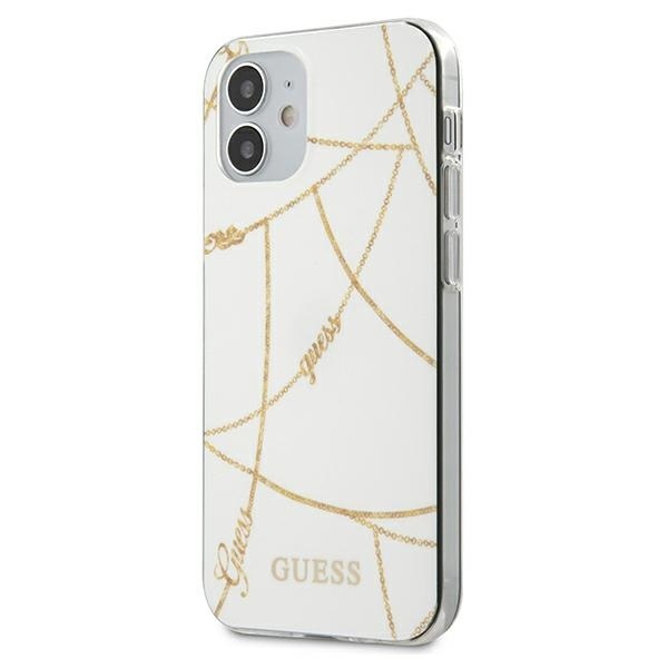 Guess GUHCP12SPCUCHWH Apple iPhone 12 mini white hardcase Gold Chain Collection