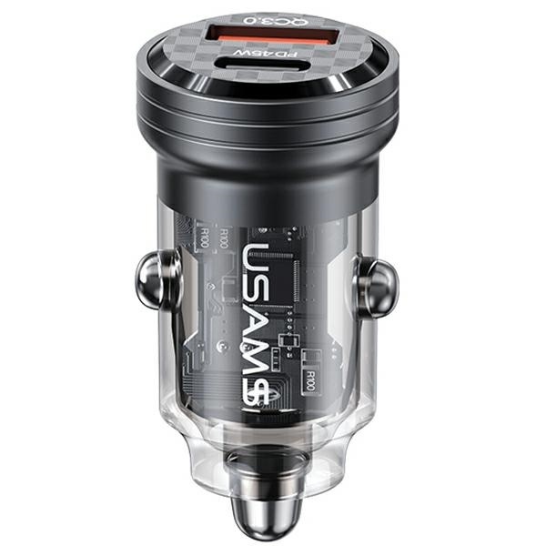USAMS C35 Car Charger USB-A+USB-C 45W Fast Charge black (US-CC175)