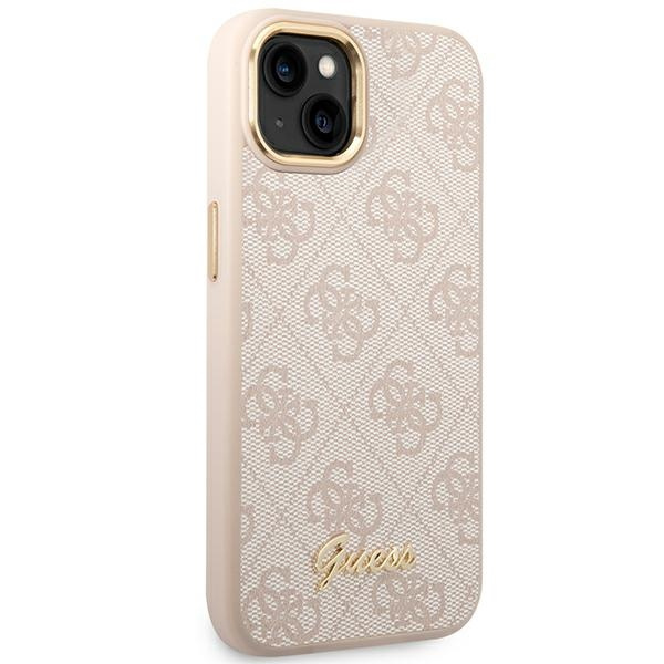 Guess GUHCP14SHG4SHP Apple iPhone 14 pink hard case 4G Vintage Gold Logo