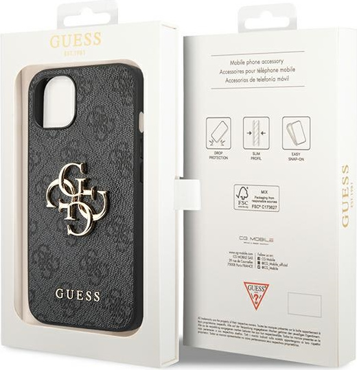 Guess GUHCP14S4GMGGR Apple iPhone 14 grey hardcase 4G Big Metal Logo